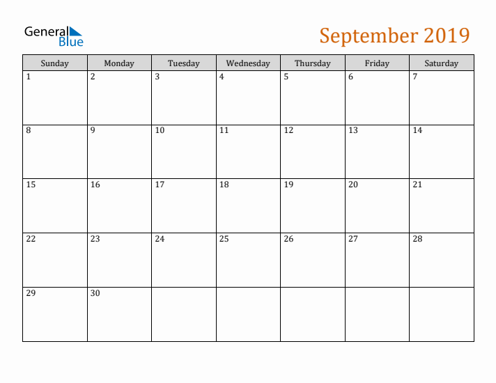 September monthly calendar pdf word excel