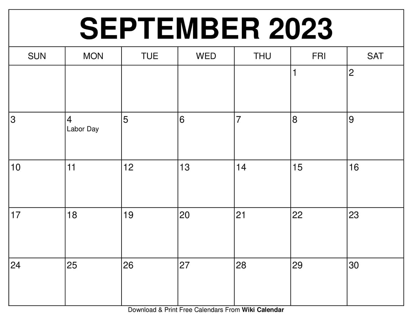 Printable september calendar templates with holidays