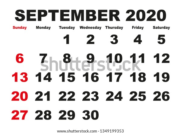 Calendar september month vector printable stock vector royalty free