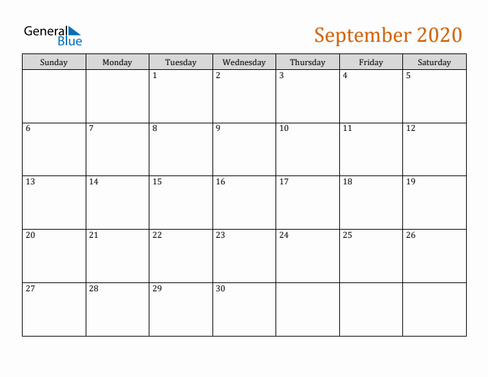 September monthly calendar pdf word excel