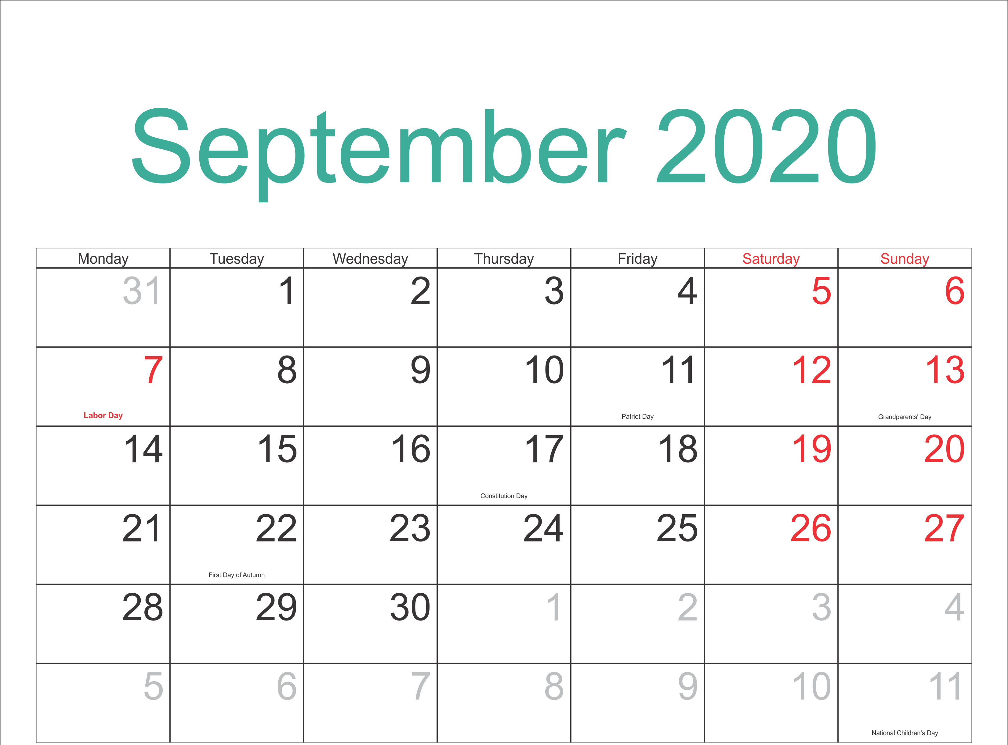 September calendar with holidays holiday calendar calendar template october calendar
