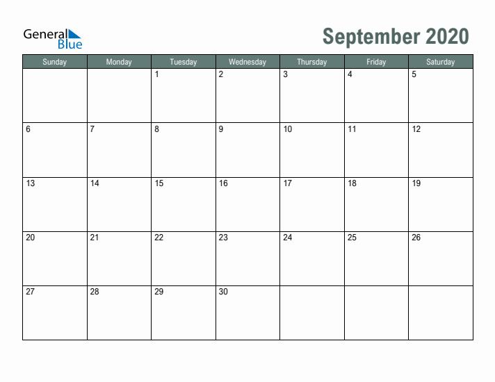 September monthly calendar pdf word excel