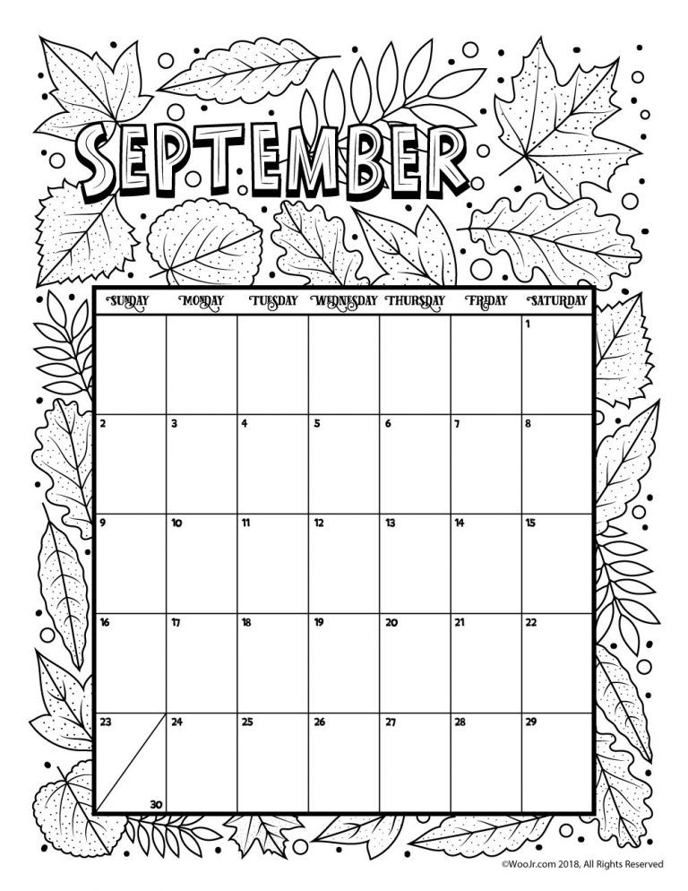 Printable coloring calendar for and woo jr kids activities childrens publishing coloring calendar kids calendar calendar pages