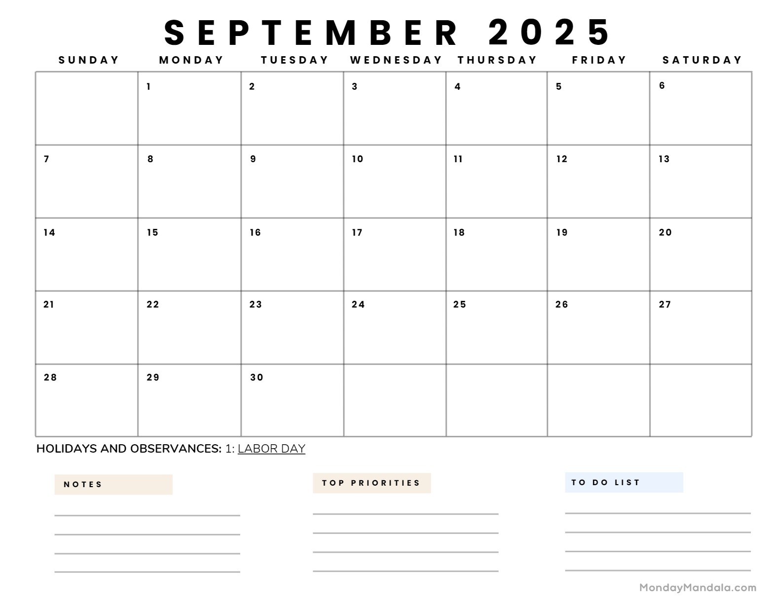 September calendar free pdf printables