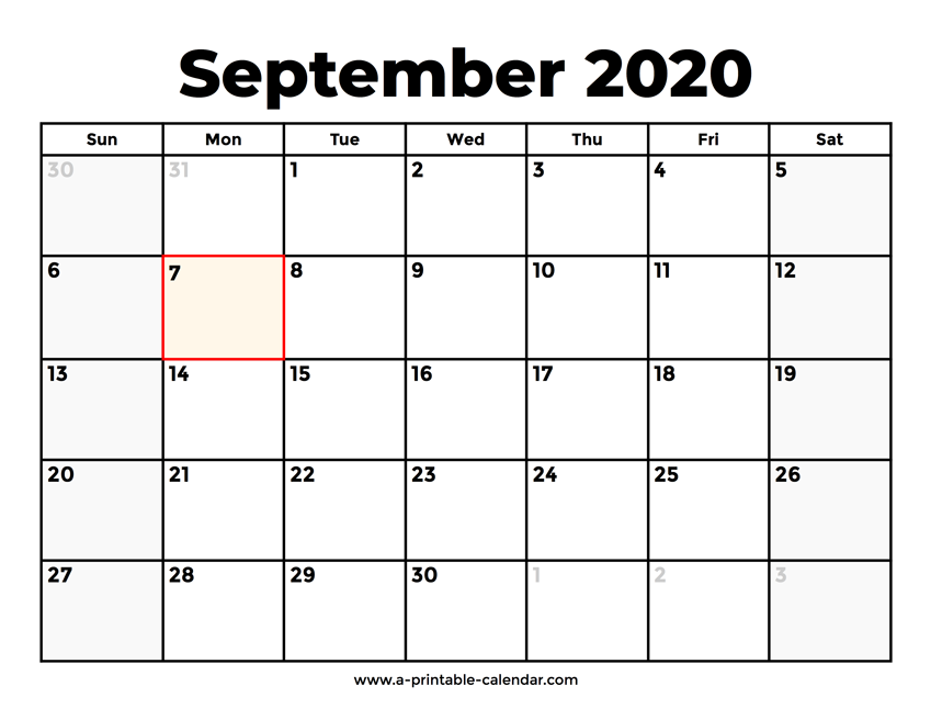 September calendar with holidays