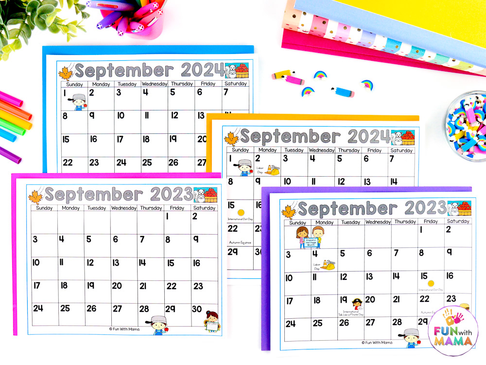 Kids calendar printable