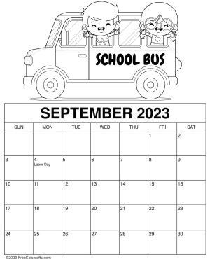 Printable september coloring calendar