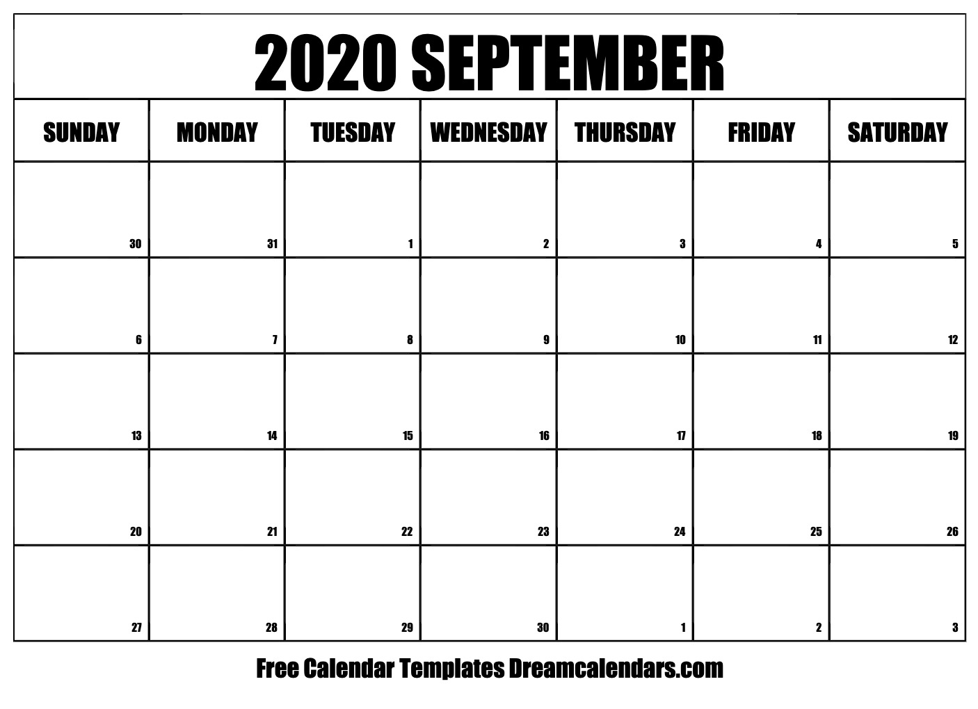 September calendar free blank printable with holidays