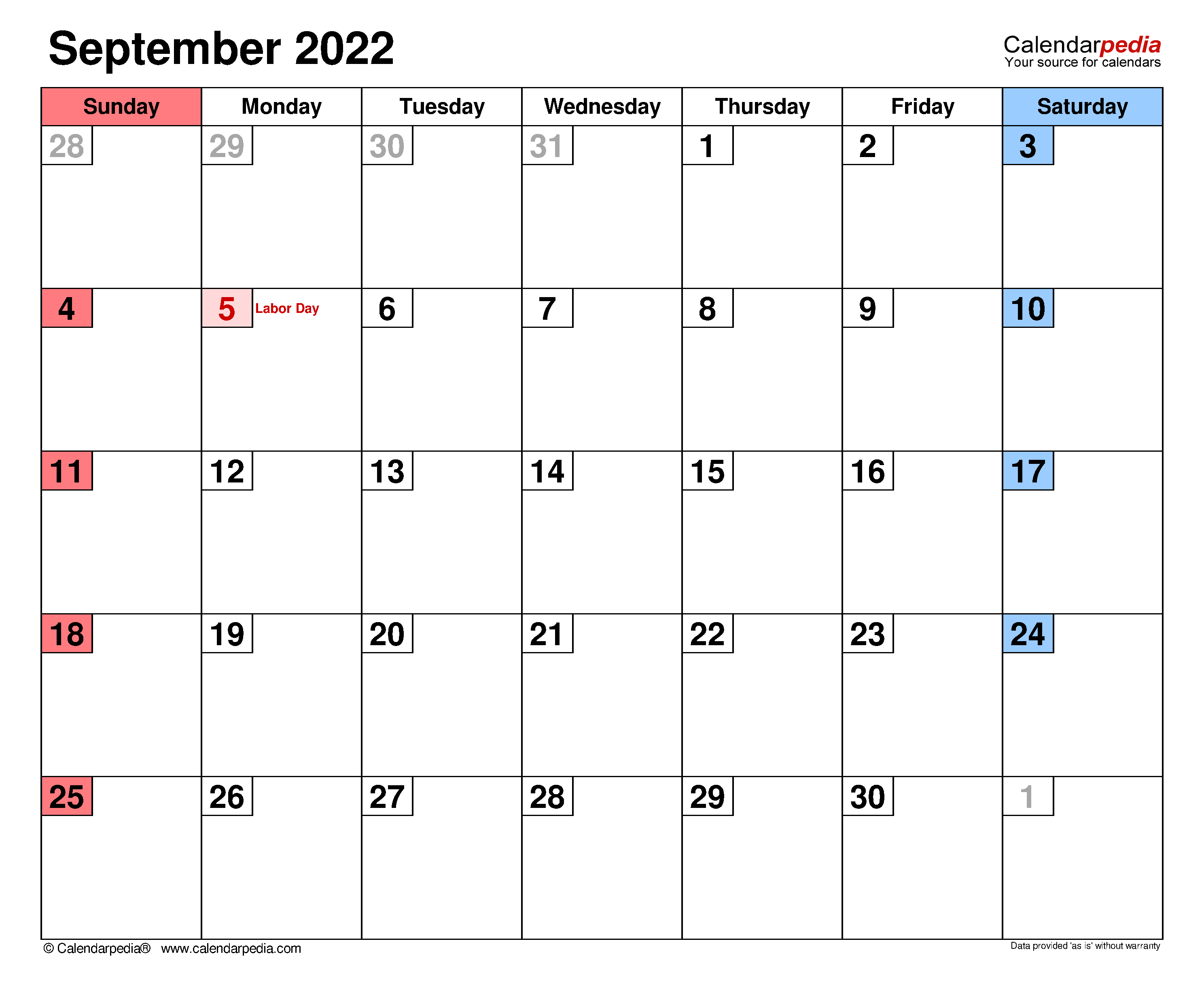 September calendar templates for word excel and pdf