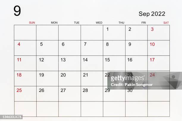 September lendar stock photos high