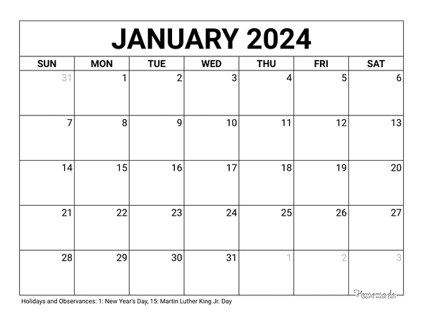 Printable calendar free printable monthly calendars to download for