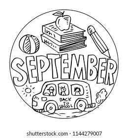 September coloring pages kids stock vector royalty free