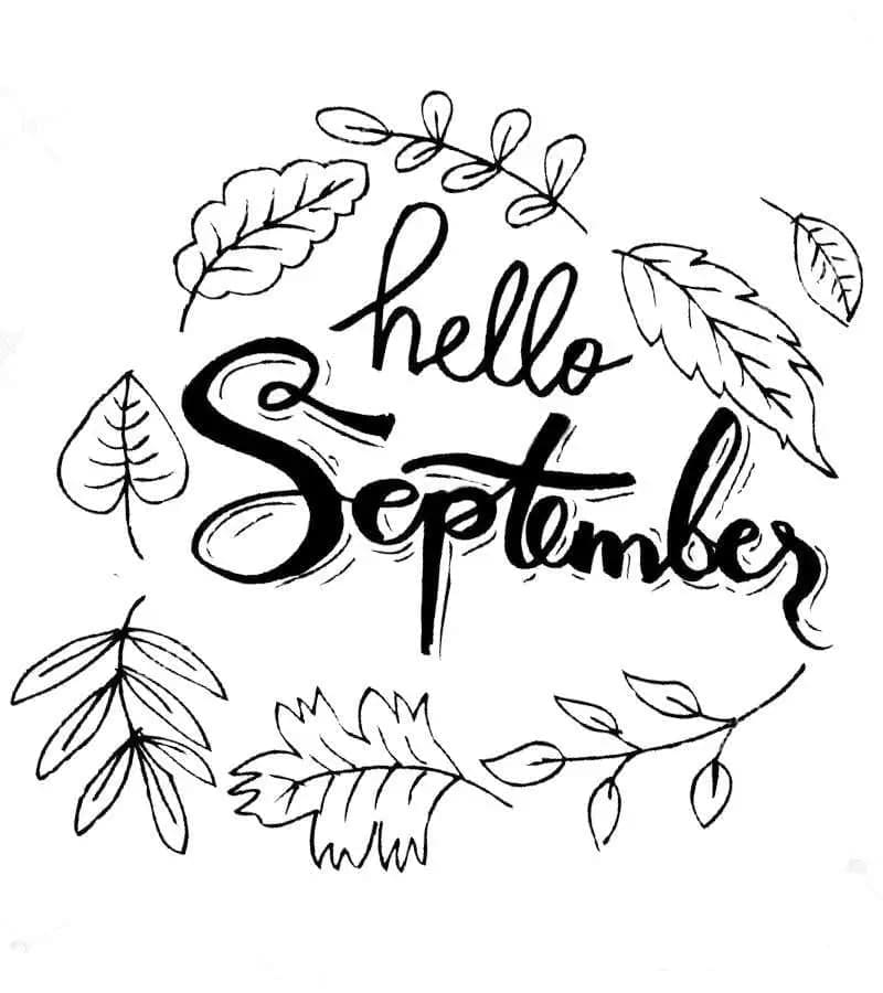 Printable hello september coloring page