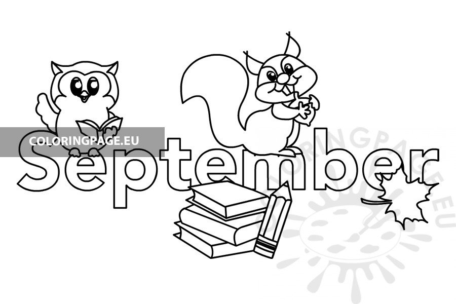 Text month september coloring page