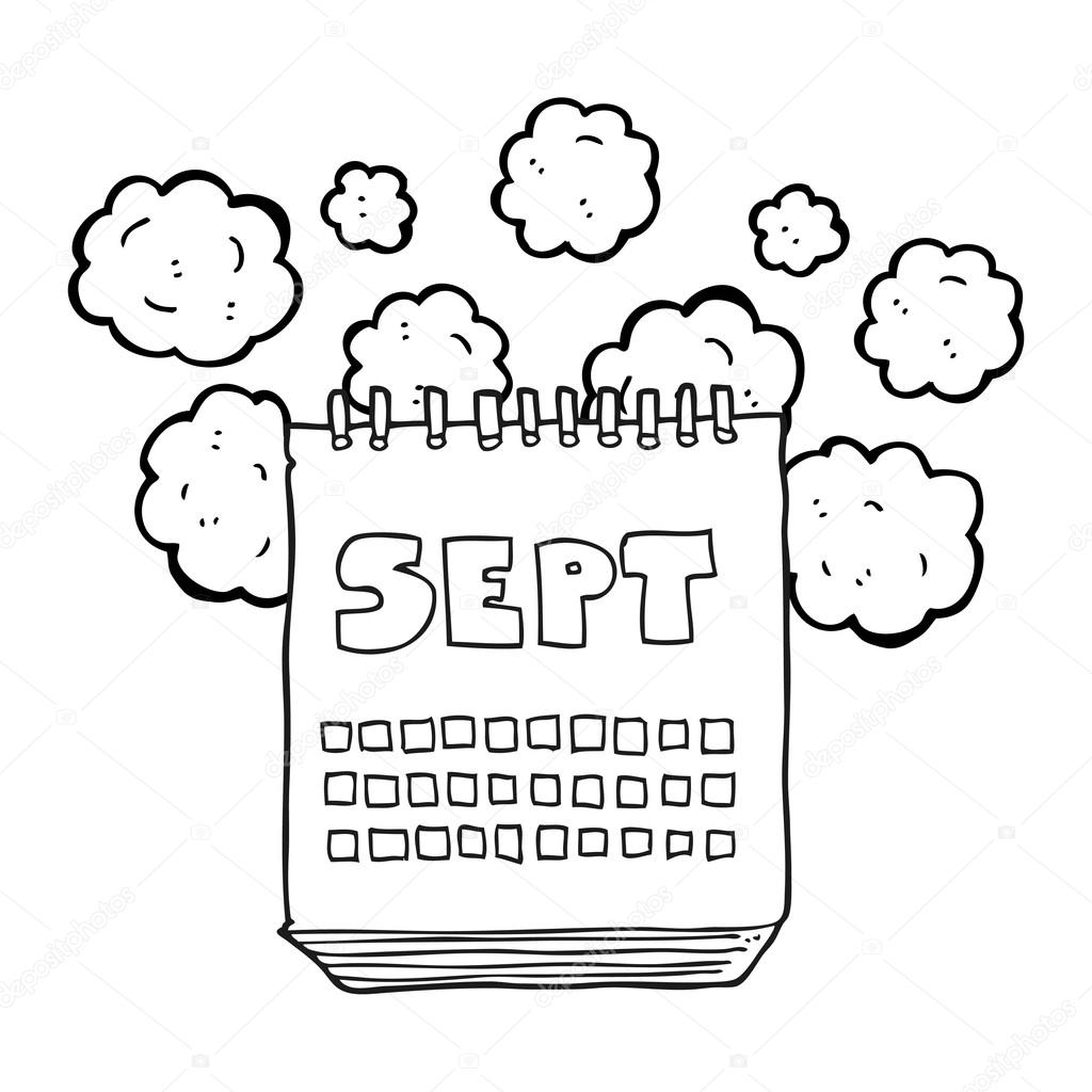 Black and white cartoon calendar showing month of september stock vector by lineartestpilot