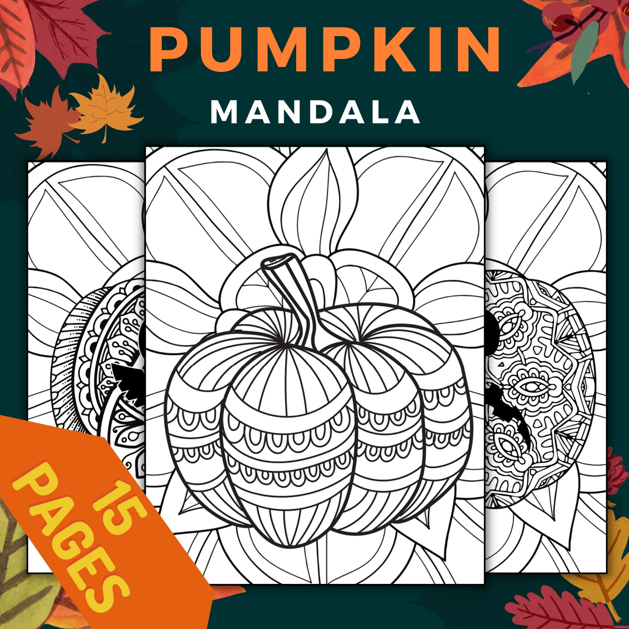 Autumn pumpkin mandala coloring sheets