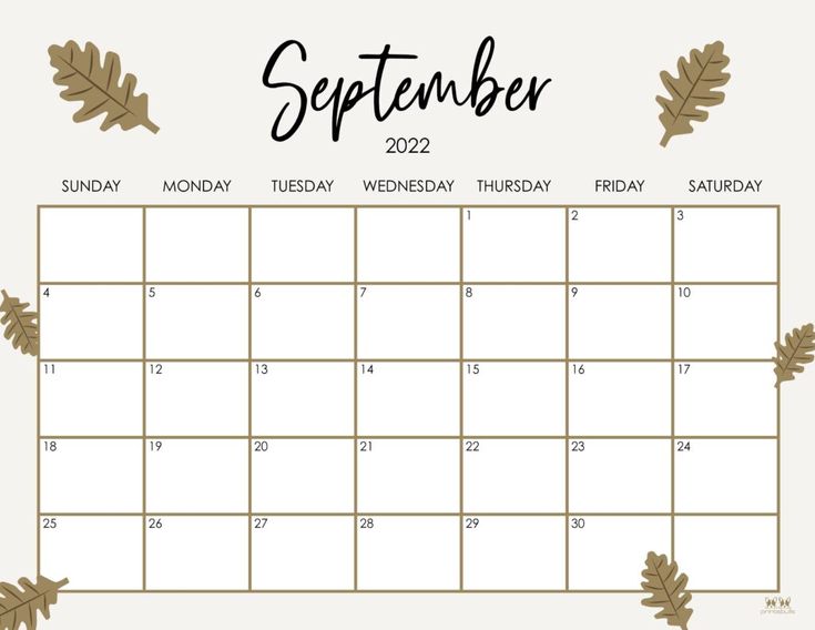 Printable september calendar