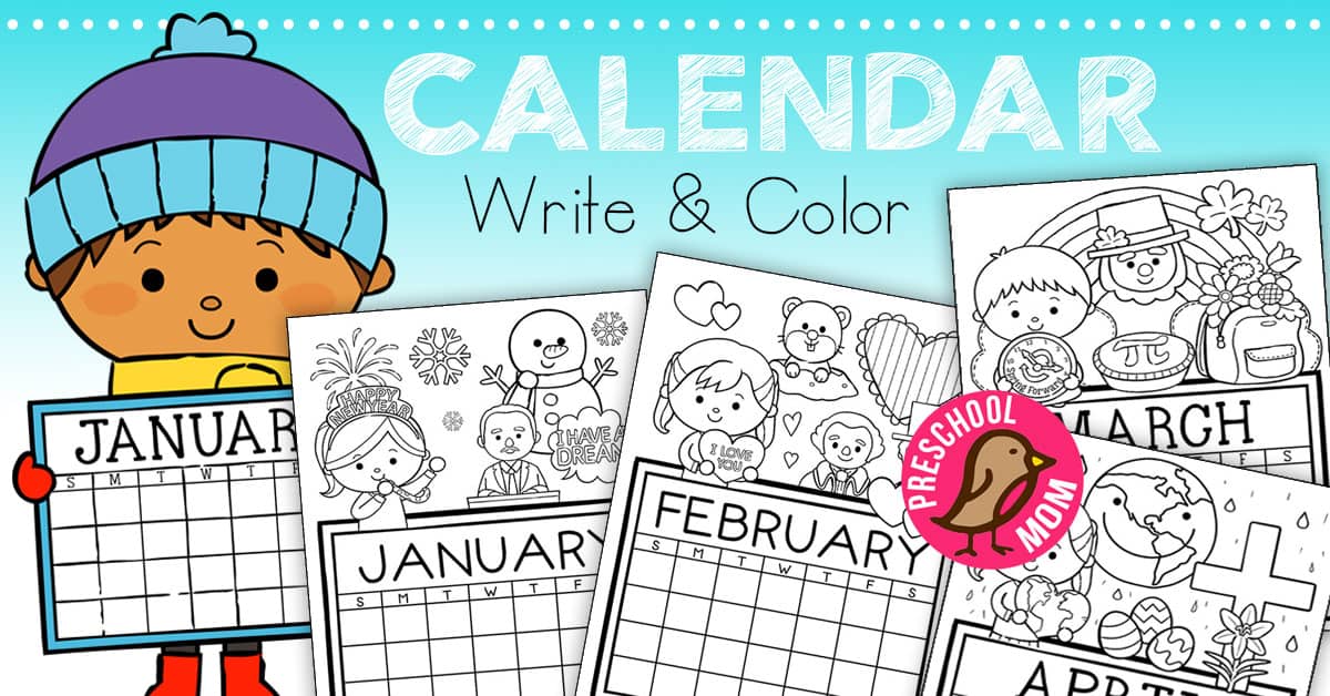 Preschool monthly calendar printables