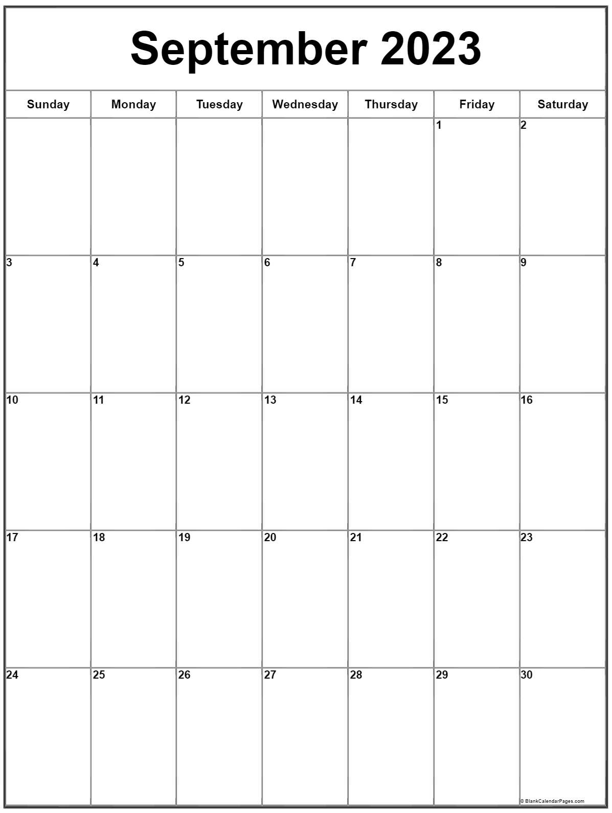 September vertical calendar portrait
