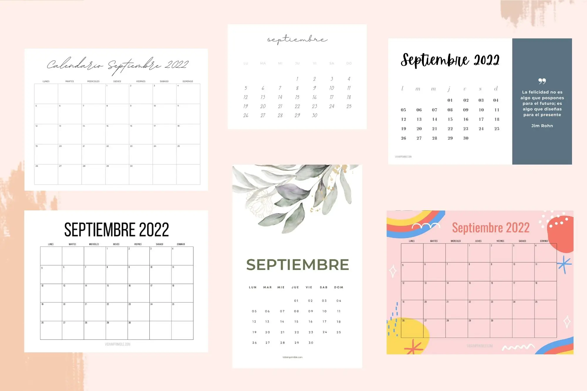 Calendarios de septiembre para imprimir