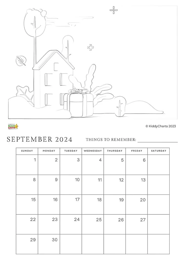 Coloring calendar to print and download today
