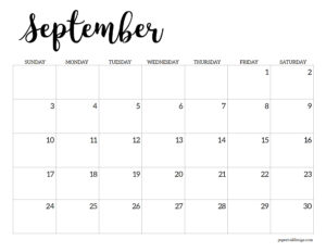Calendar printable free template