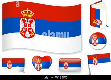 Serbia national flag in heart shape vector illustration stock vector image art