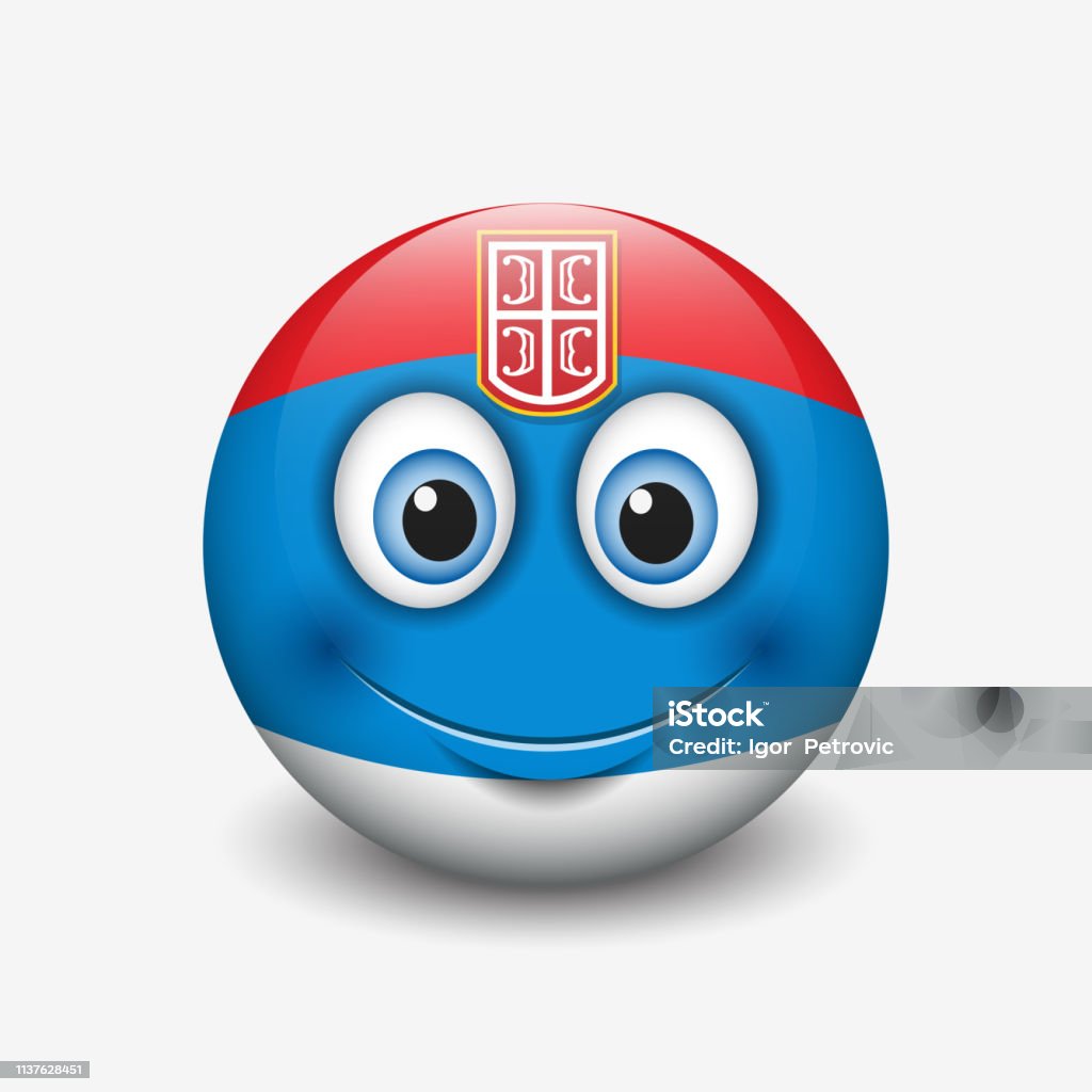 Cute emoticon isolated on white background with serbia flag motive smiley vector illustration stock illustration