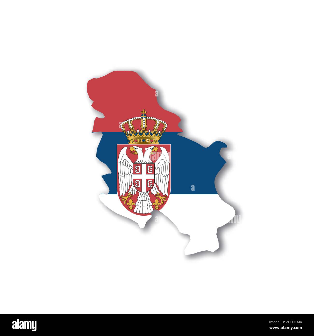 Serbia national flag in a shape of country map stock vector image art