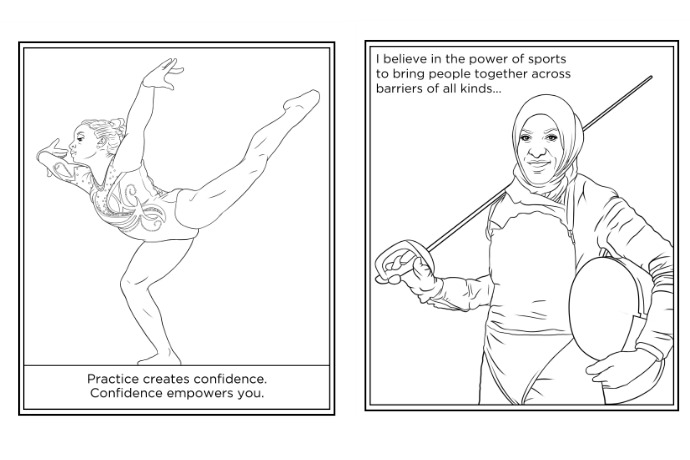 Cheering for these fun free female olympian coloring pages