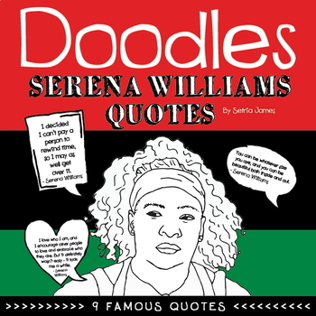 Serena quotes black history figures williams printable coloring sheet pack