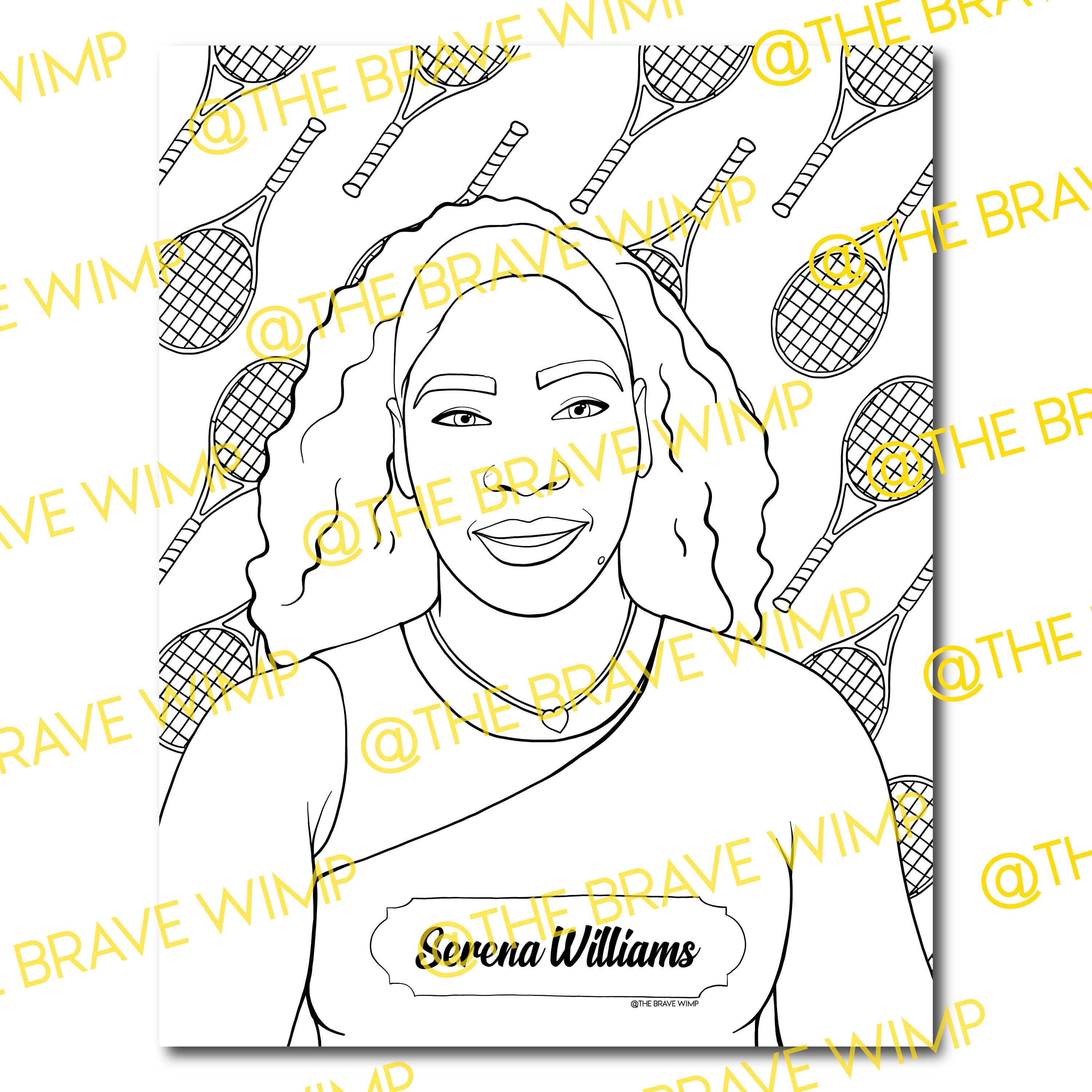 Serena williams coloring page sheroes our time is now
