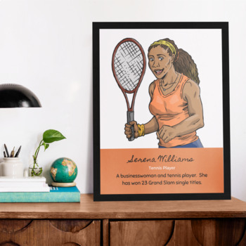 Serena williams coloring page and poster by the divercity teacher