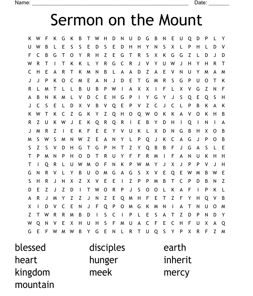 Sermon on the mount word search