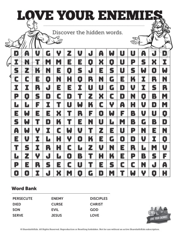 Matthew love your enemies bible word search puzzle clover media