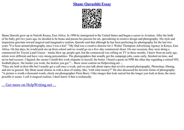 Shane qurushhi essay ppt