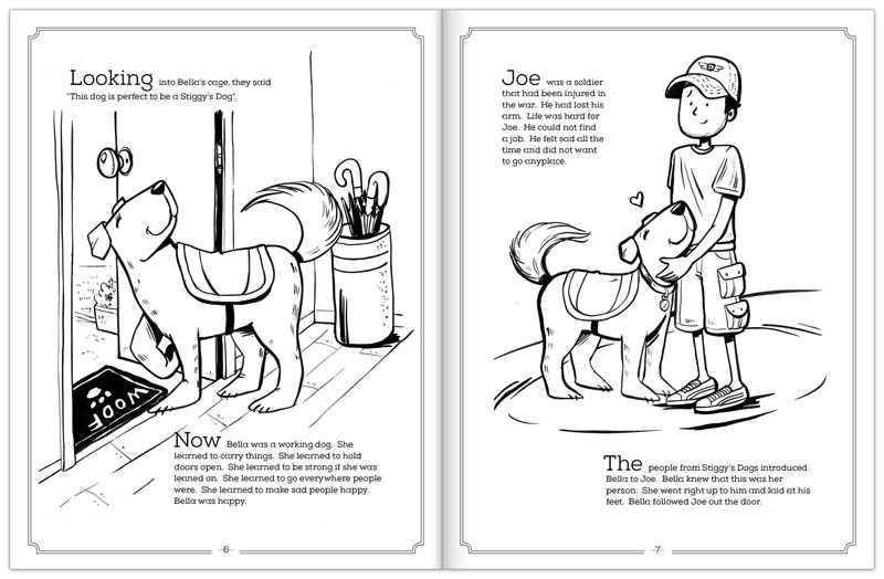 Coloring book to support local veterans and shelter dogs