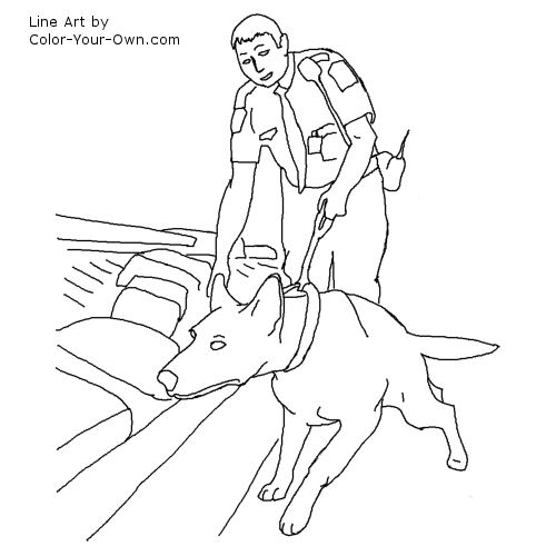 Drug detection service dog coloring page