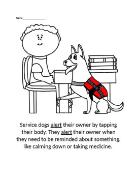 Service dog coloring pages part by the teacher and service dog duo