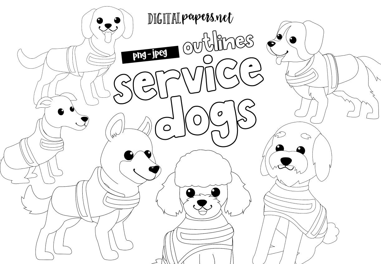 Service dogs clipart outlines therapy dog puppy clipart puppies clipart assistance dog mercial use allowed instant download download now
