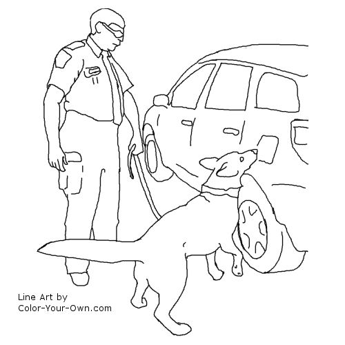 Drug detection service dog coloring page