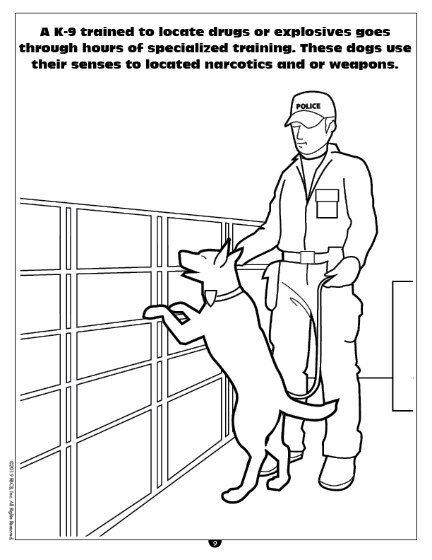 Police k dogs imprint coloring book