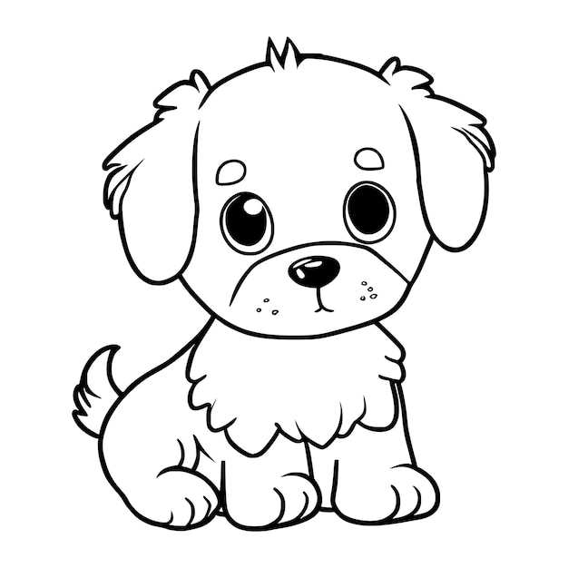 Premium vector cute puppy coloring pages for kids and toddlers