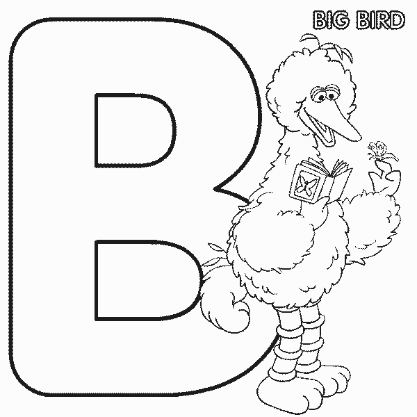 Abc letter b big bird sesame street coloring page