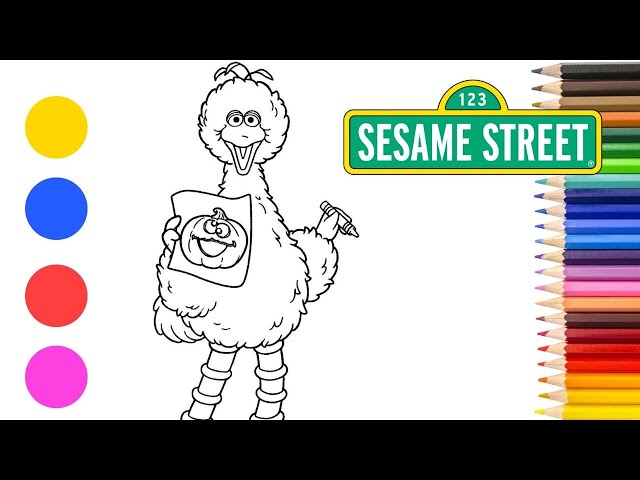 Coloring sesae street big bird drawing tutorial drawing big bird