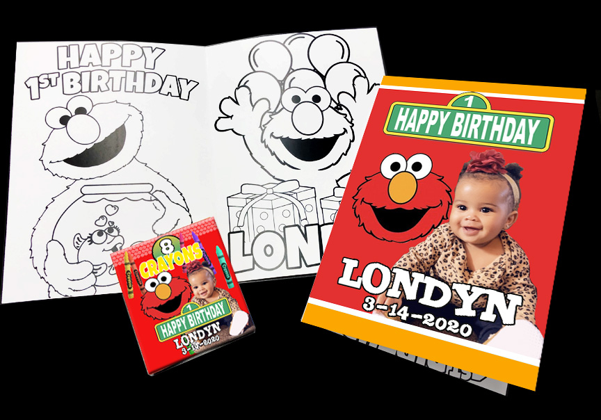 Elmo coloring sheet and crayon pack