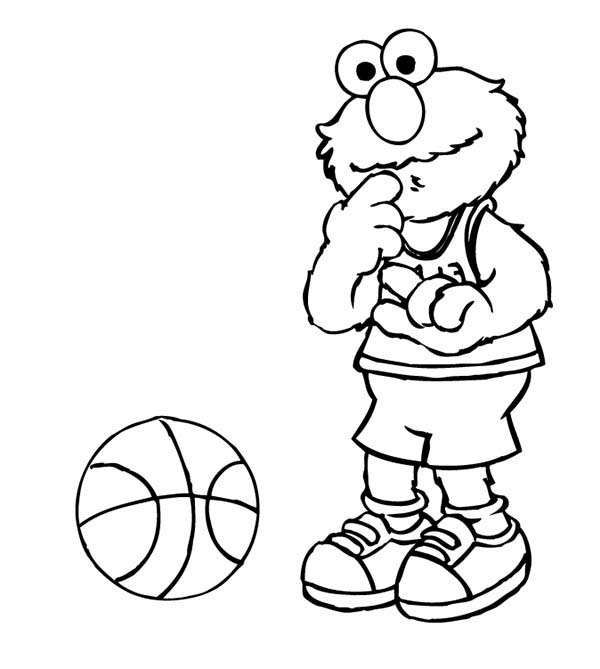 Elmo playing basketball in sesame street coloring page color luna