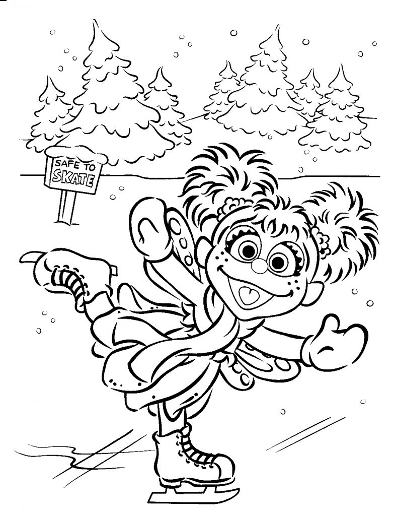 Coloring pages abby ice skating sesame street coloring pages