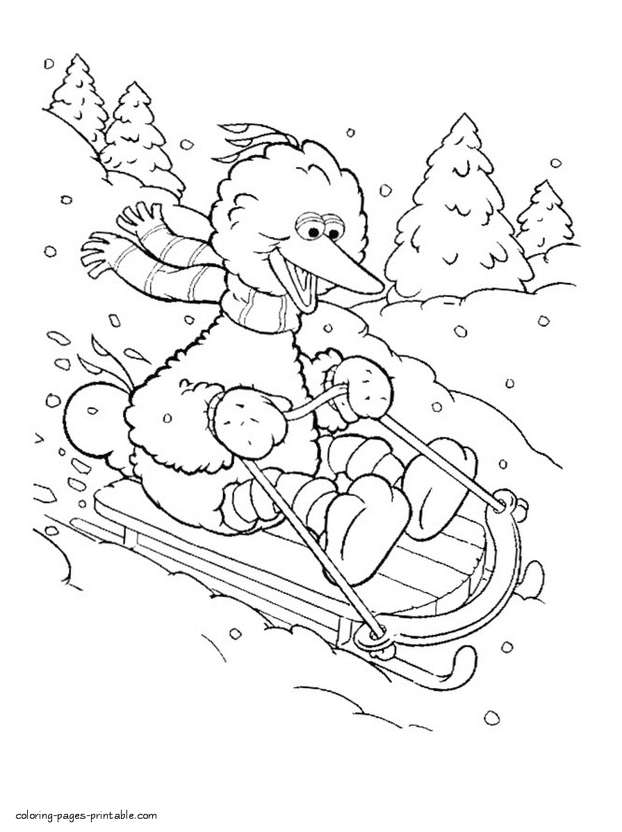 Big bird winter coloring page coloring