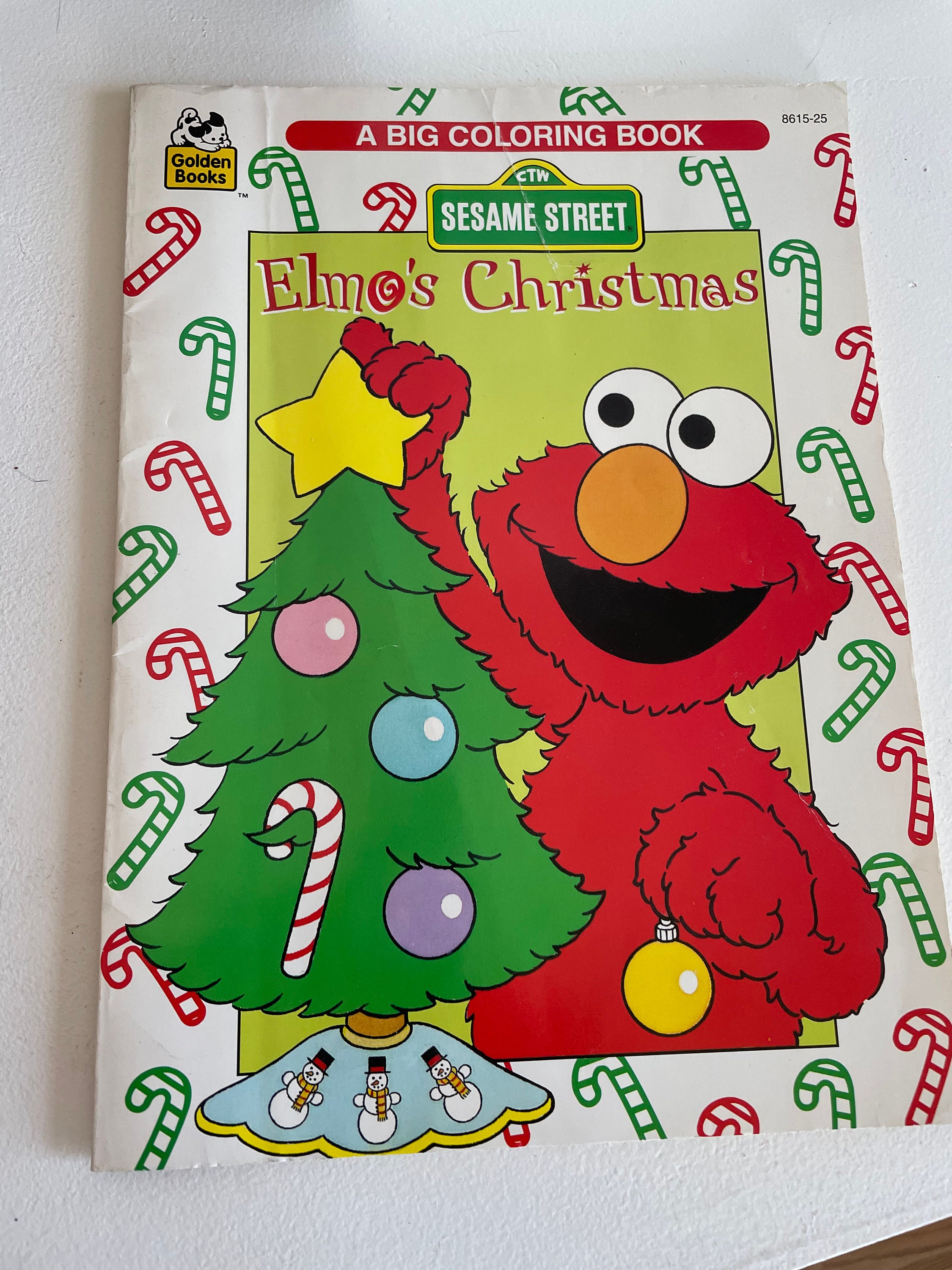 Vintage golden book elmos christmas trace and color sesame street